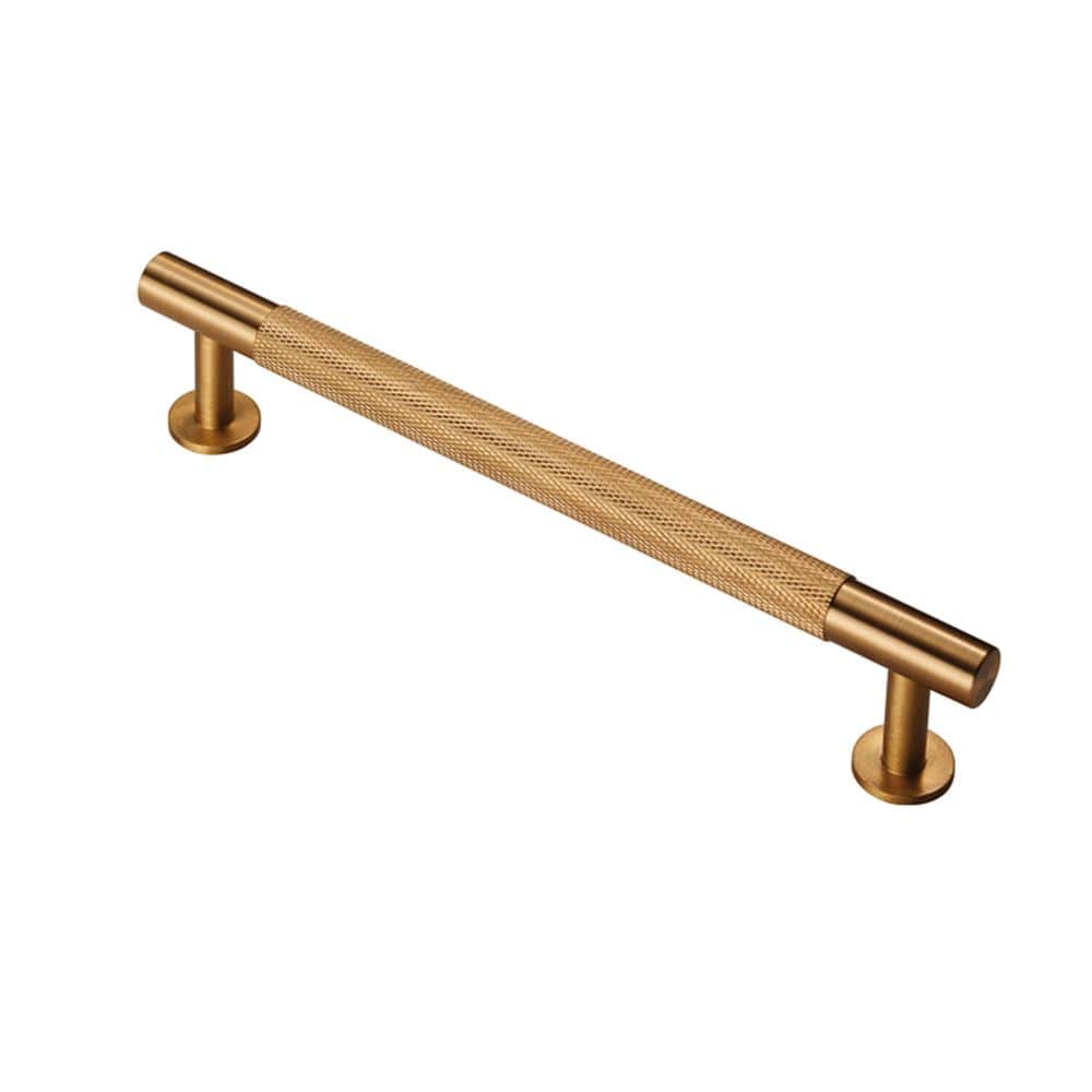 Finger Tip Design Cabinet Hardware Satin Brass / Cabinet Pull Handles / 160mm c/c FTD - Knurled Pull Handle 160mm c/c - Satin Brass