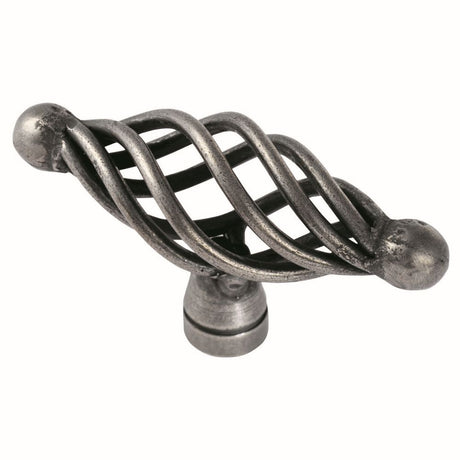 This is an image of a FTD - Steel Cage Oval Knob - Antique Steel that is availble to order from Trade Door Handles in Kendal.