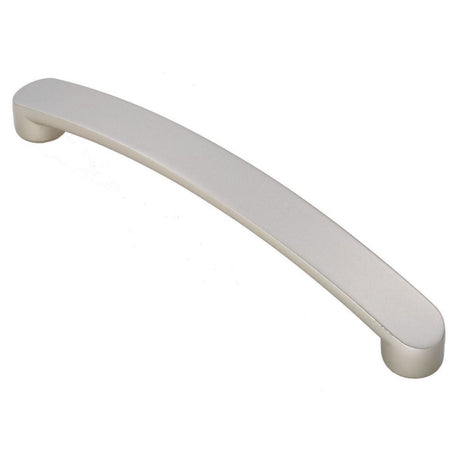 This is an image of a FTD - Radius End Flat Bow Handle 160mm - Satin Nickel that is availble to order from Trade Door Handles in Kendal.