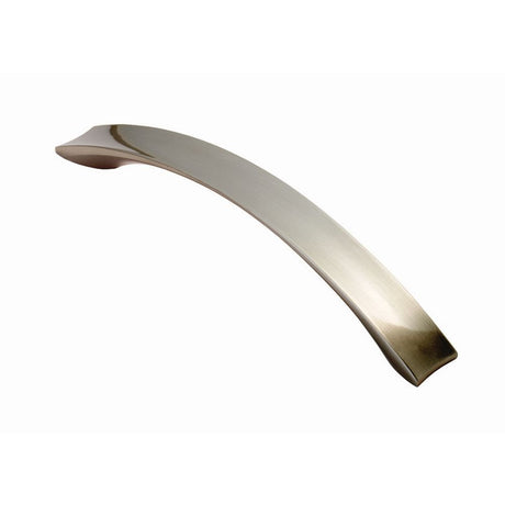 This is an image of a FTD - Concave Bow Handle 128mm - Satin Nickel that is availble to order from Trade Door Handles in Kendal.