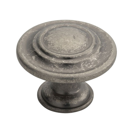 This is an image of a FTD - Traditional Pattern Knob 34mm - Pewter that is availble to order from Trade Door Handles in Kendal.