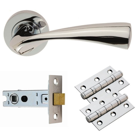 This is an image of a Carlisle Brass - Sintra Lever on Rose Latch Pack - Polished Chrome that is availble to order from Trade Door Handles in Kendal.