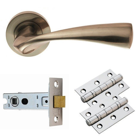 This is an image of a Carlisle Brass - Sintra Lever on Rose Latch Pack - Satin Nickel that is availble to order from Trade Door Handles in Kendal.