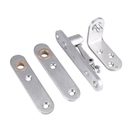 This is an image of a Eurospec - Enduromax Standard Thrust Bearing Pivot Set - Satin Stainless Steel that is availble to order from Trade Door Handles in Kendal.