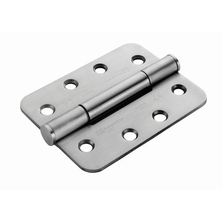 This is an image of a Eurospec - Grade 14 Concealed Bearing Triple Knuckle Hinge Radius - Satin Stainl that is availble to order from Trade Door Handles in Kendal.