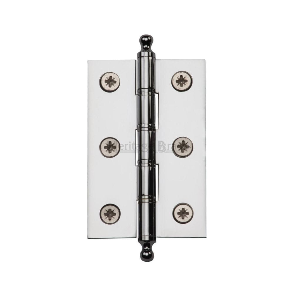Heritage Brass Hinges Polished Chrome / Washered Hinges / 3" (76mm) Heritage Brass - 3" x 2" Hinge with Finial Polished Chrome Finish