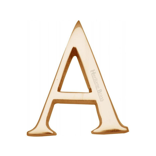 Heritage Brass Door Furniture Polished Brass / Letters / A Heritage Brass - Alphabet A Pin Fix 51mm (2") Polished Brass Finish