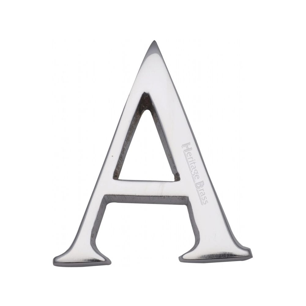 Heritage Brass Door Furniture Polished Chrome / Letters / A Heritage Brass - Alphabet A Pin Fix 51mm (2") Polished Chrome Finish