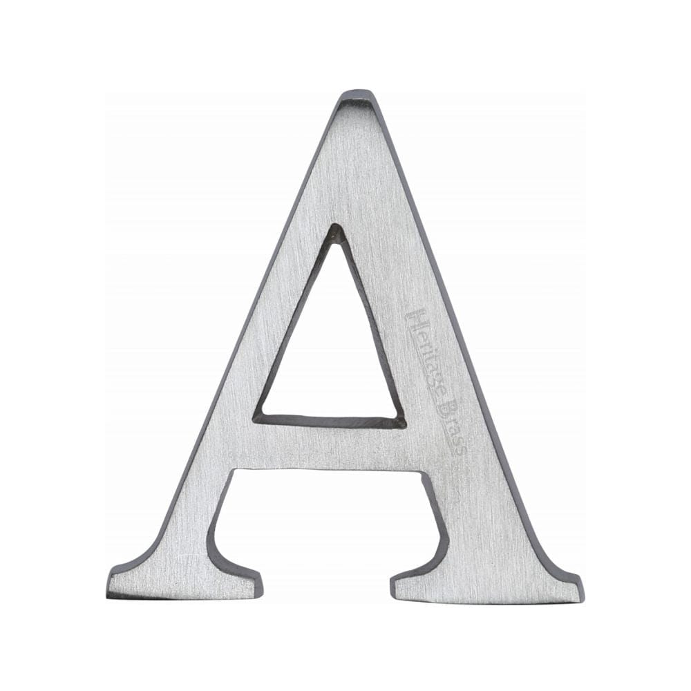 Heritage Brass Door Furniture Satin Chrome / Letters / A Heritage Brass - Alphabet A Pin Fix 51mm (2") Satin Chrome Finish