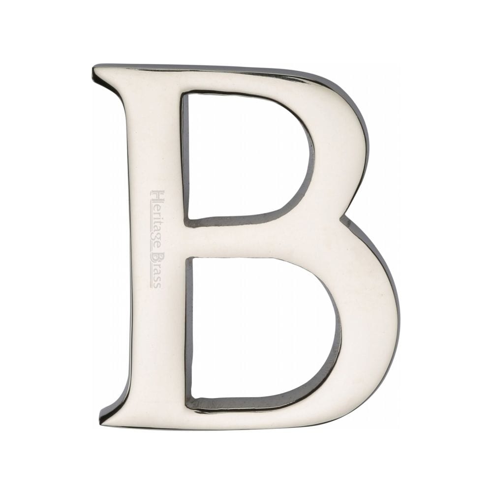 Heritage Brass Door Furniture Polished Nickel / Letters / B Heritage Brass - Alphabet B Pin Fix 51mm (2") Polished Nickel Finish