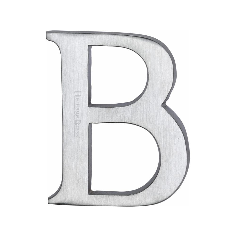 Heritage Brass Door Furniture Satin Chrome / Letters / B Heritage Brass - Alphabet B Pin Fix 51mm (2") Satin Chrome Finish