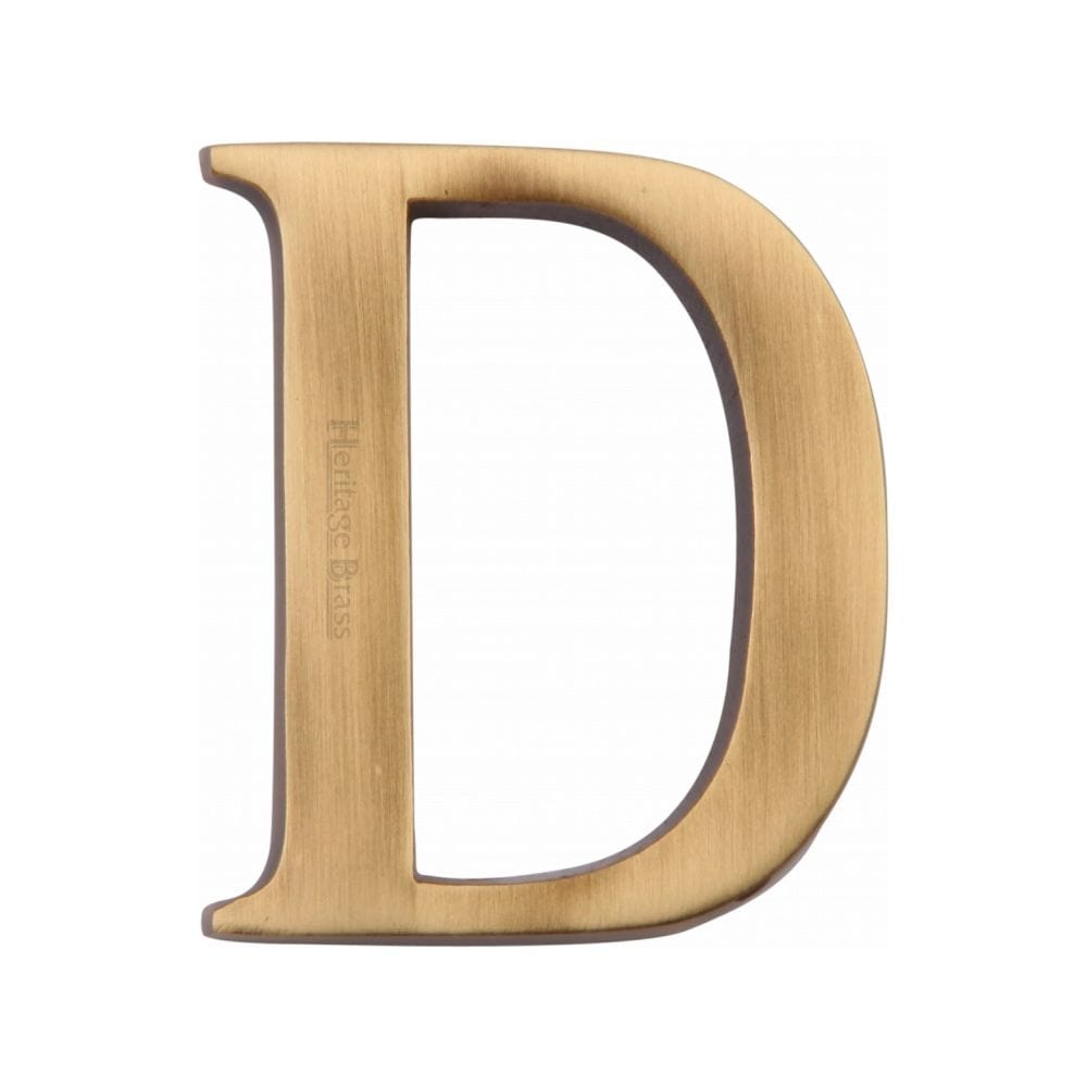 Heritage Brass Door Furniture Antique Brass / Letters / D Heritage Brass - Alphabet D Pin Fix 51mm (2") Antique Brass Finish