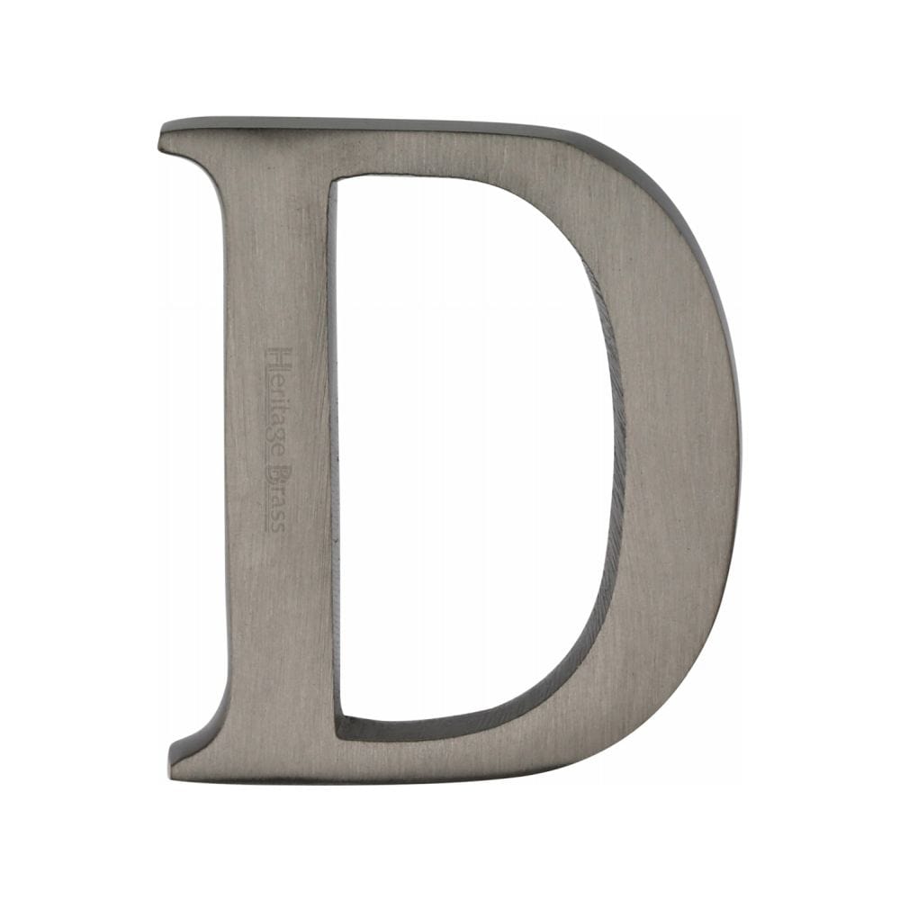 Heritage Brass Door Furniture Matt Bronze / Letters / D Heritage Brass - Alphabet D Pin Fix 51mm (2") Matt Bronze Finish