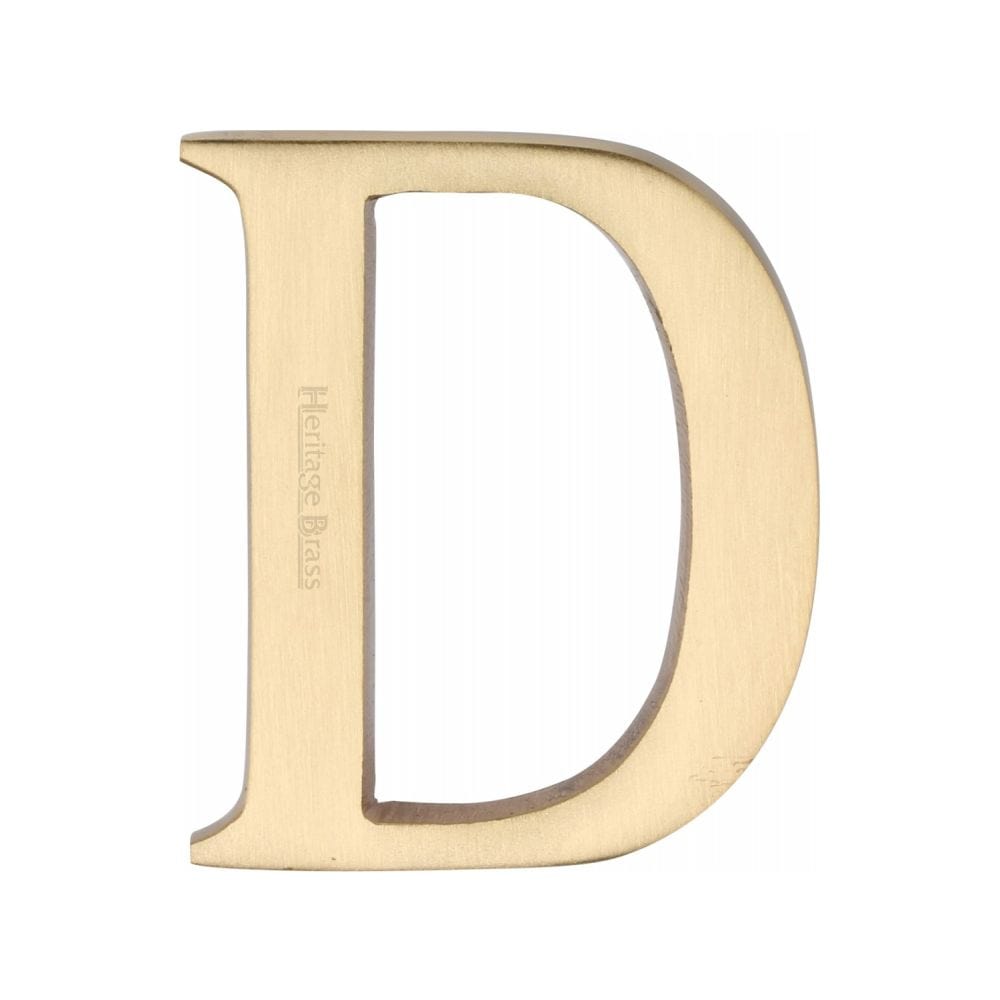 Heritage Brass Door Furniture Satin Brass / Letters / D Heritage Brass - Alphabet D Pin Fix 51mm (2") Satin Brass Finish