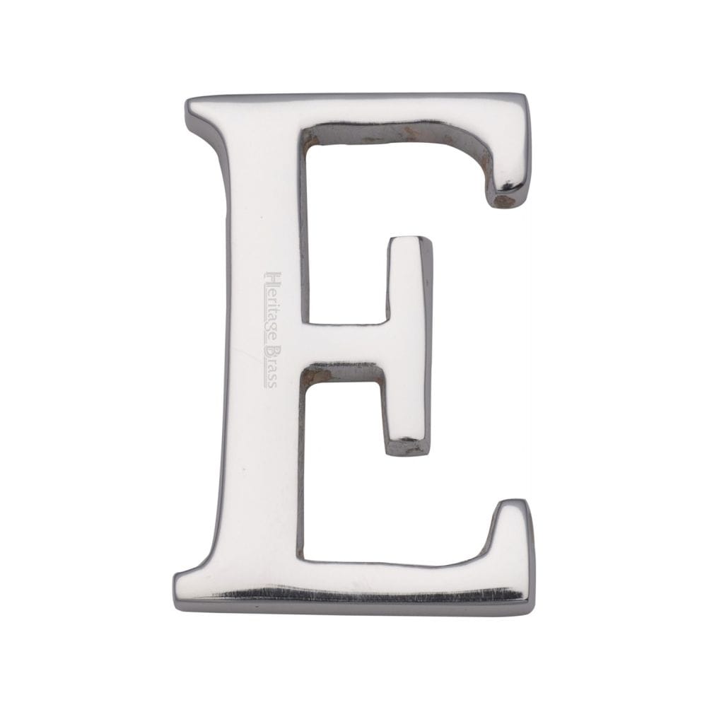 Heritage Brass Door Furniture Polished Chrome / Letters / E Heritage Brass - Alphabet E Pin Fix 51mm (2") Polished Chrome Finish