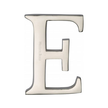 Heritage Brass Door Furniture Polished Nickel / Letters / E Heritage Brass - Alphabet E Pin Fix 51mm (2") Polished Nickel Finish