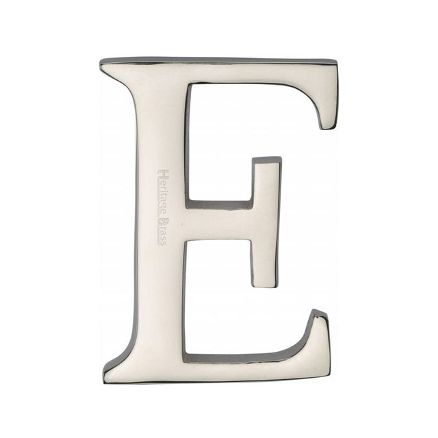 Heritage Brass Door Furniture Polished Nickel / Letters / E Heritage Brass - Alphabet E Pin Fix 51mm (2") Polished Nickel Finish