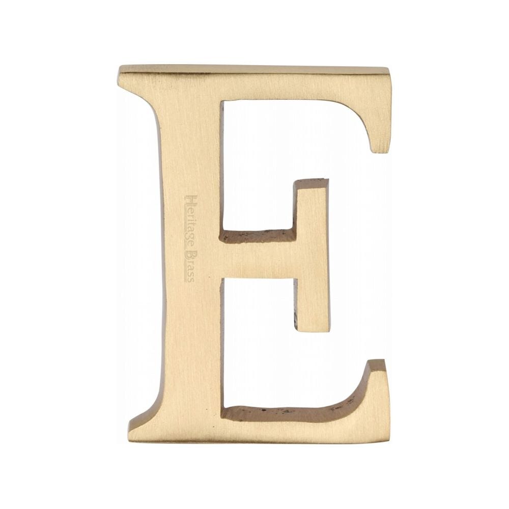 Heritage Brass Door Furniture Satin Brass / Letters / E Heritage Brass - Alphabet E Pin Fix 51mm (2") Satin Brass Finish
