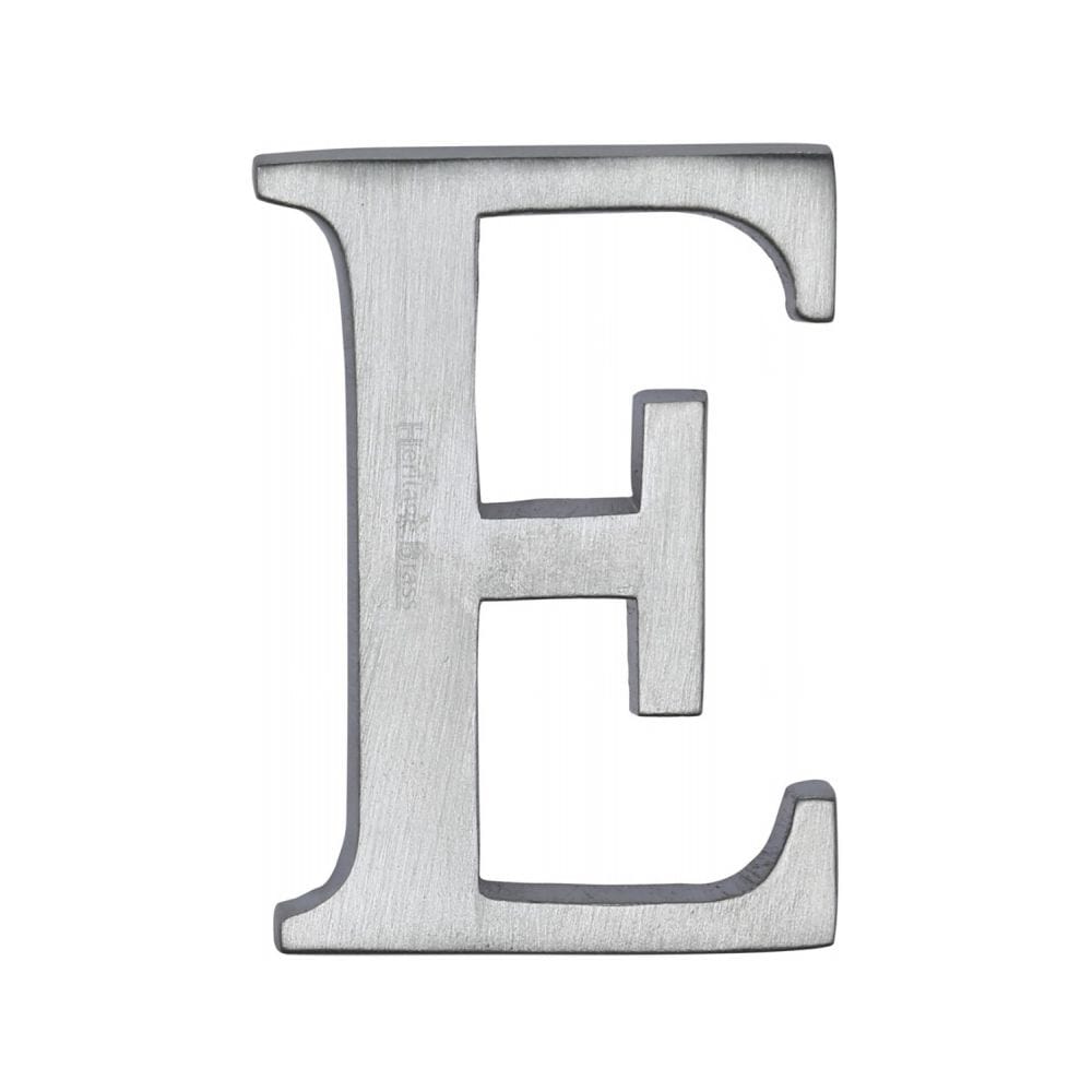 Heritage Brass Door Furniture Satin Chrome / Letters / E Heritage Brass - Alphabet E Pin Fix 51mm (2") Satin Chrome Finish