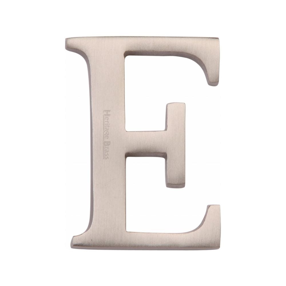 Heritage Brass Door Furniture Satin Nickel / Letters / E Heritage Brass - Alphabet E Pin Fix 51mm (2") Satin Nickel Finish
