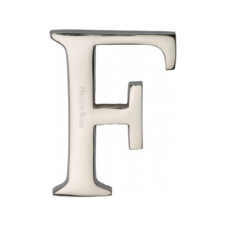 Heritage Brass Door Furniture Polished Nickel / Letters / F Heritage Brass - Alphabet F Pin Fix 51mm (2") Polished Nickel Finish