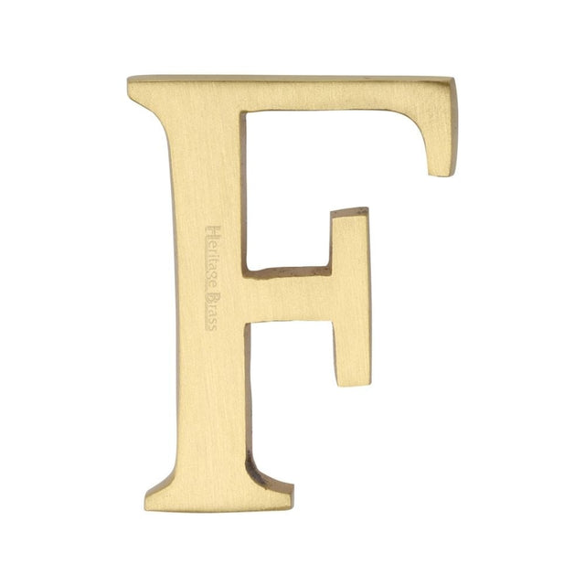 Heritage Brass Door Furniture Satin Brass / Letters / F Heritage Brass - Alphabet F Pin Fix 51mm (2") Satin Brass Finish