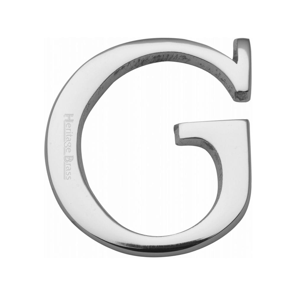 Heritage Brass Door Furniture Polished Chrome / Letters / G Heritage Brass - Alphabet G Pin Fix 51mm (2") Polished Chrome Finish