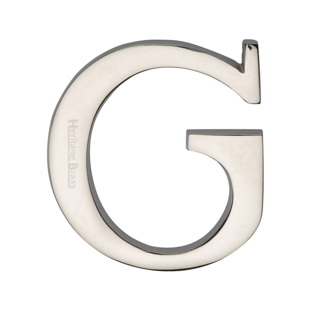 Heritage Brass Door Furniture Polished Nickel / Letters / G Heritage Brass - Alphabet G Pin Fix 51mm (2") Polished Nickel Finish