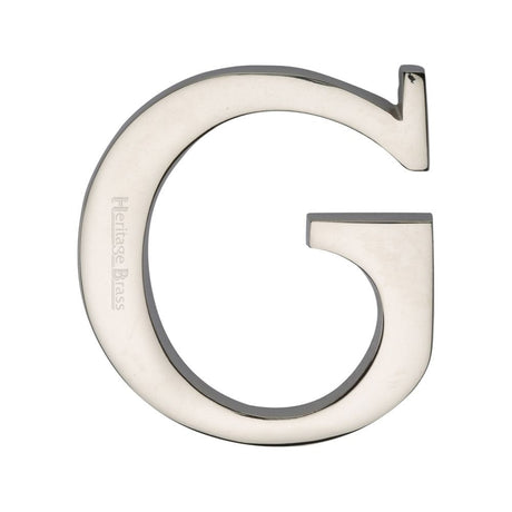 Heritage Brass Door Furniture Polished Nickel / Letters / G Heritage Brass - Alphabet G Pin Fix 51mm (2") Polished Nickel Finish