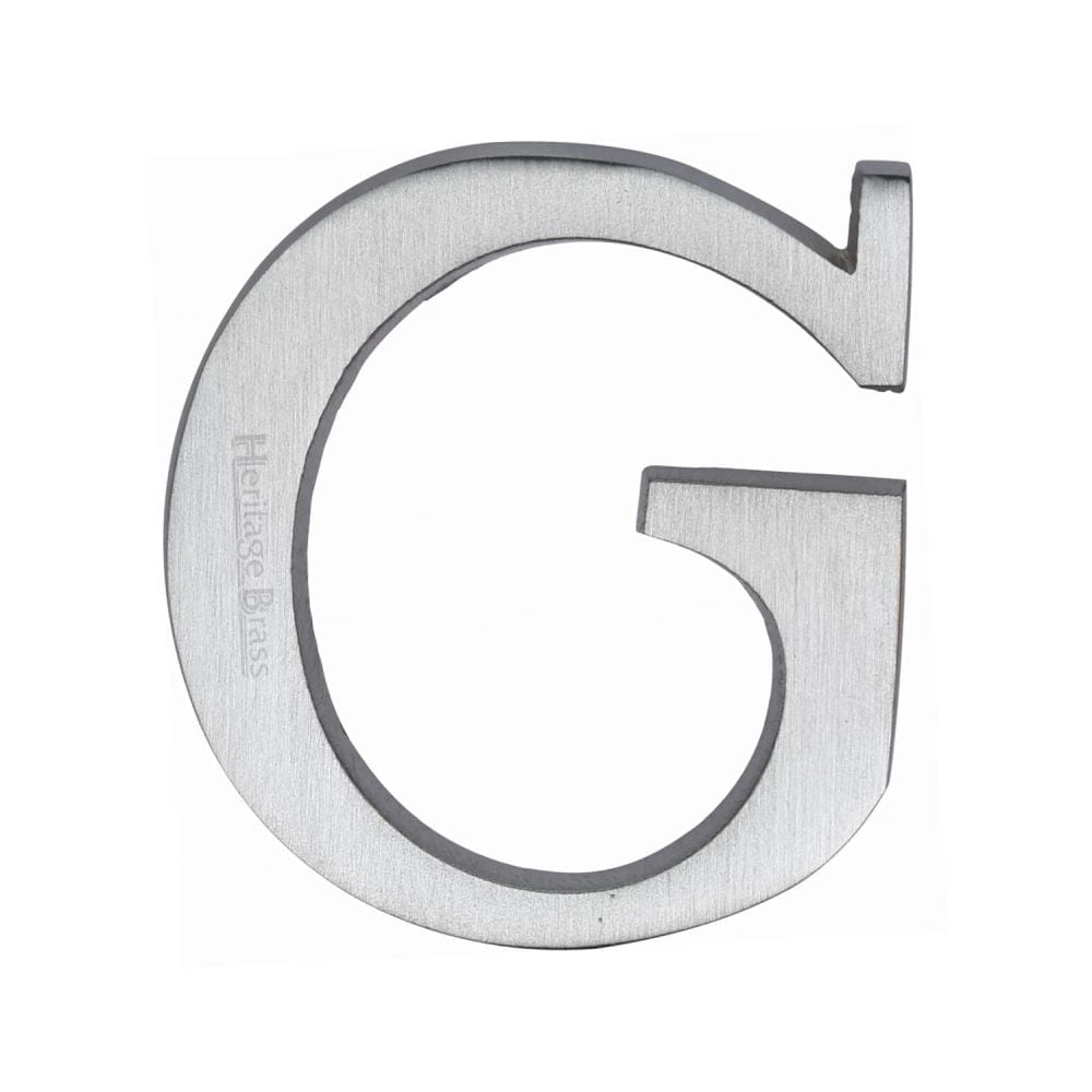 Heritage Brass Door Furniture Satin Chrome / Letters / G Heritage Brass - Alphabet G Pin Fix 51mm (2") Satin Chrome Finish