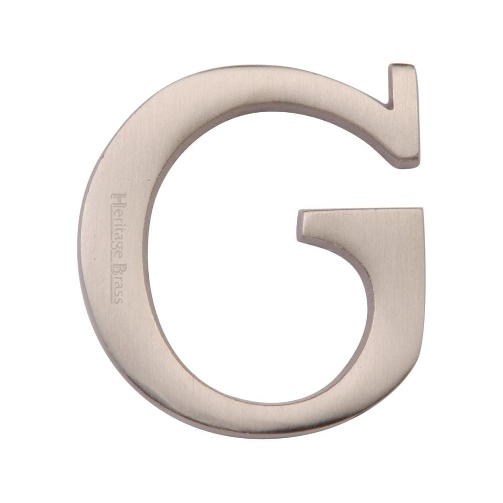 Heritage Brass Door Furniture Satin Nickel / Letters / G Heritage Brass - Alphabet G Pin Fix 51mm (2") Satin Nickel Finish