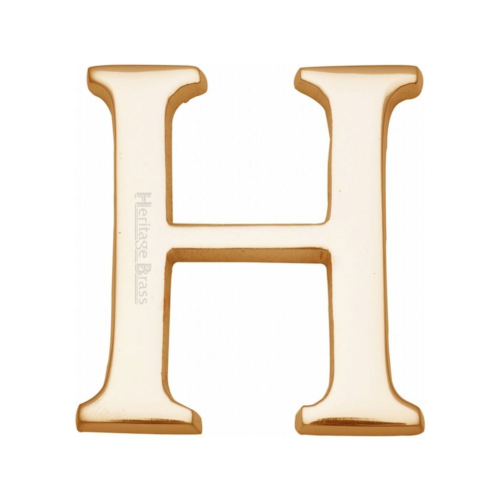 Heritage Brass Door Furniture Polished Brass / Letters / H Heritage Brass - Alphabet H Pin Fix 51mm (2") Polished Brass Finish