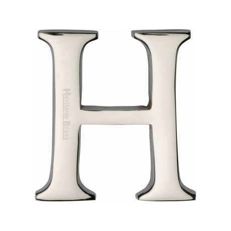Heritage Brass Door Furniture Polished Nickel / Letters / H Heritage Brass - Alphabet H Pin Fix 51mm (2") Polished Nickel Finish