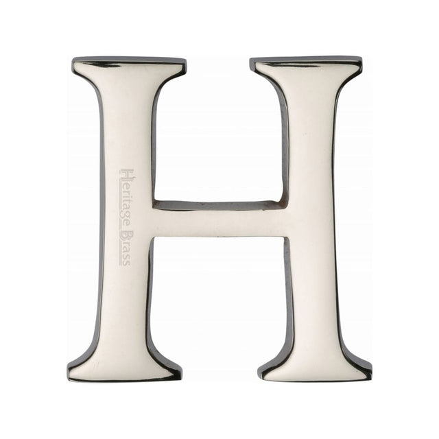 Heritage Brass Door Furniture Polished Nickel / Letters / H Heritage Brass - Alphabet H Pin Fix 51mm (2") Polished Nickel Finish