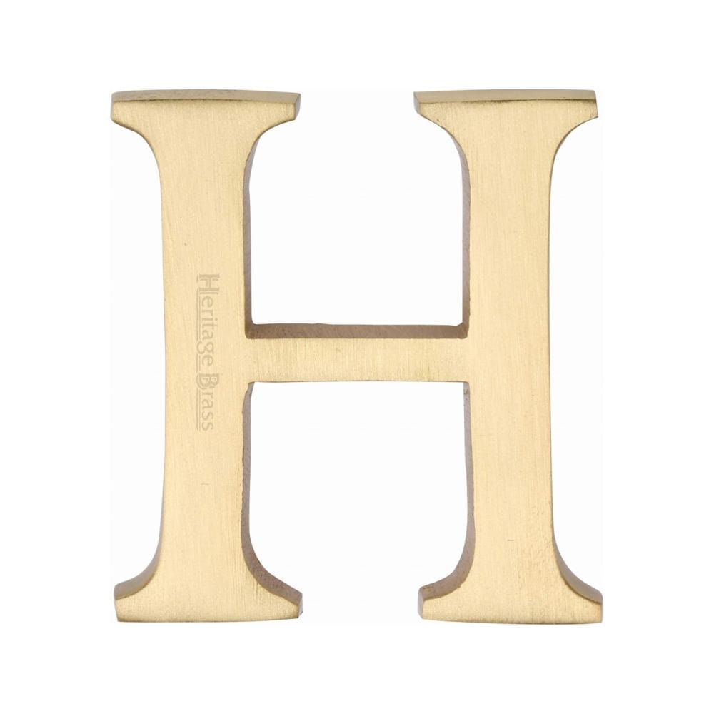 Heritage Brass Door Furniture Satin Brass / Letters / H Heritage Brass - Alphabet H Pin Fix 51mm (2") Satin Brass Finish