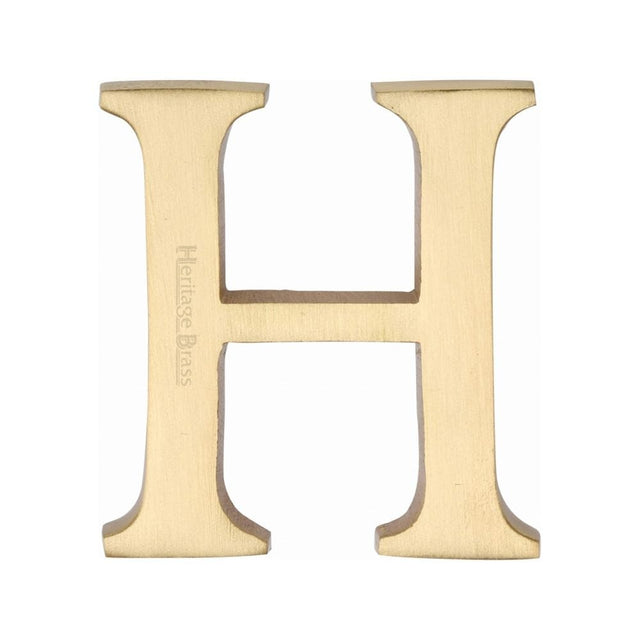 Heritage Brass Door Furniture Satin Brass / Letters / H Heritage Brass - Alphabet H Pin Fix 51mm (2") Satin Brass Finish