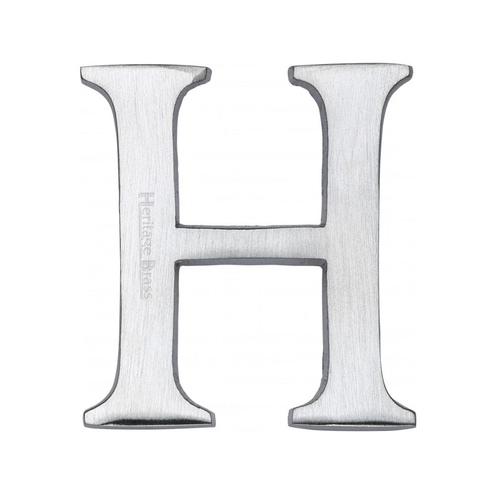 Heritage Brass Door Furniture Satin Chrome / Letters / H Heritage Brass - Alphabet H Pin Fix 51mm (2") Satin Chrome Finish