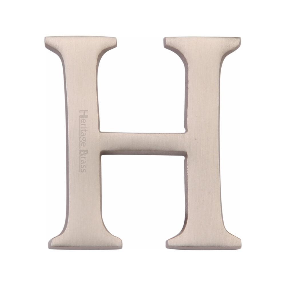 Heritage Brass Door Furniture Satin Nickel / Letters / H Heritage Brass - Alphabet H Pin Fix 51mm (2") Satin Nickel Finish