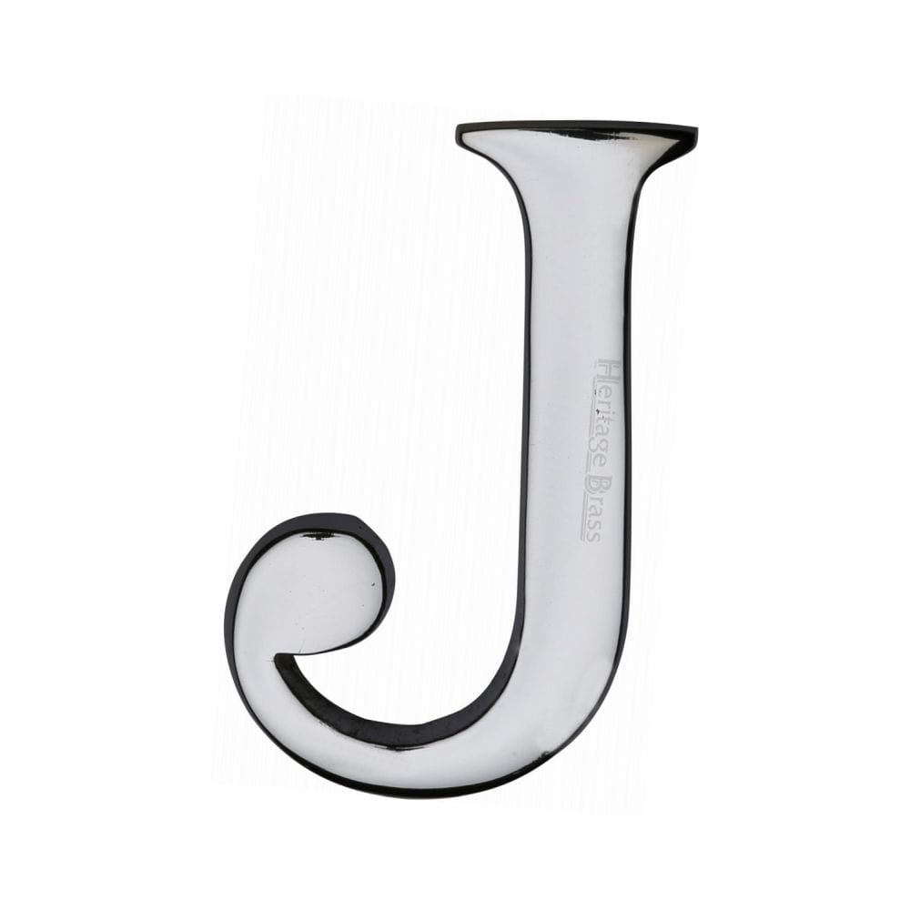 Heritage Brass Door Furniture Polished Chrome / Letters / J Heritage Brass - Alphabet J Pin Fix 51mm (2") Polished Chrome Finish