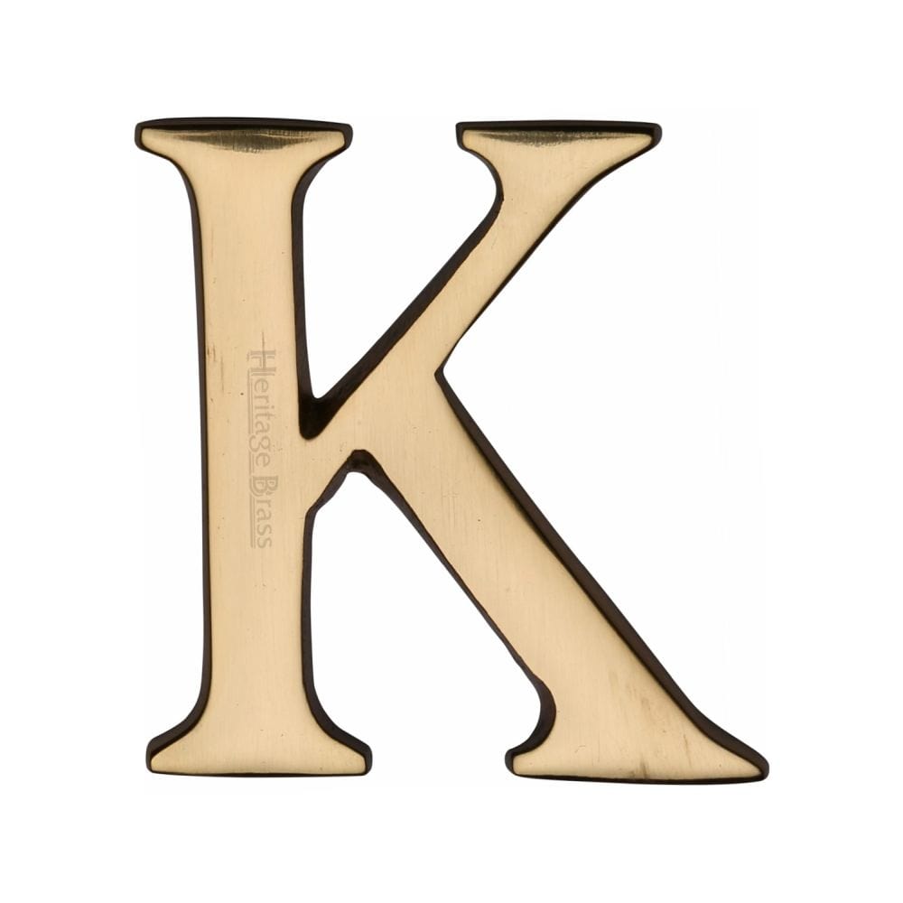 Heritage Brass Door Furniture Polished Brass / Letters / K Heritage Brass - Alphabet K Pin Fix 51mm (2") Polished Brass Finish