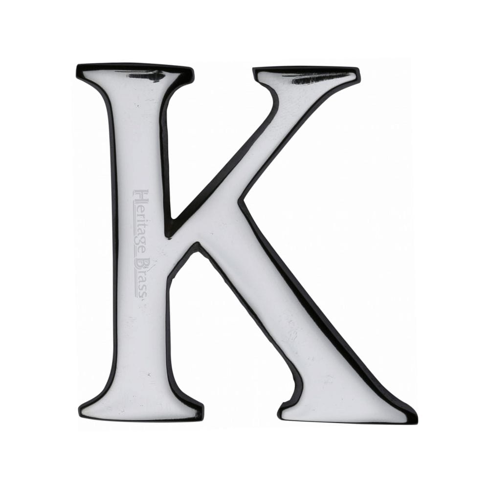 Heritage Brass Door Furniture Polished Chrome / Letters / K Heritage Brass - Alphabet K Pin Fix 51mm (2") Polished Chrome Finish