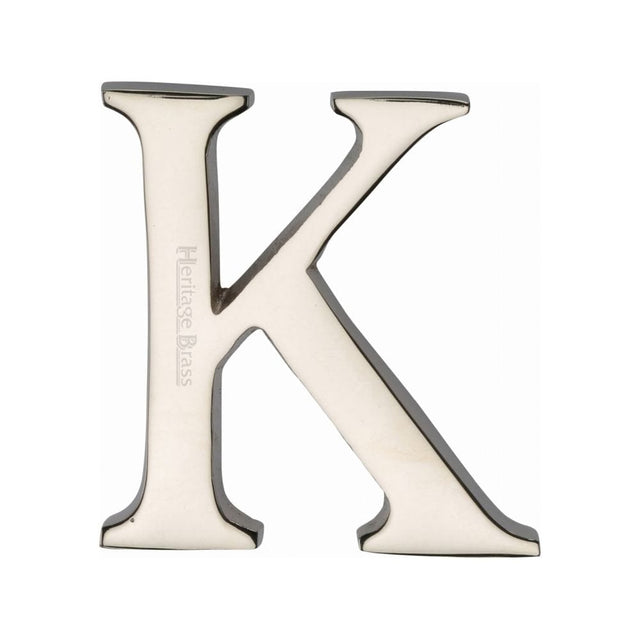 Heritage Brass Door Furniture Polished Nickel / Letters / K Heritage Brass - Alphabet K Pin Fix 51mm (2") Polished Nickel Finish