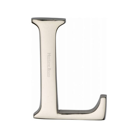 Heritage Brass Door Furniture Polished Nickel / Letters / L Heritage Brass - Alphabet L Pin Fix 51mm (2") Polished Nickel Finish