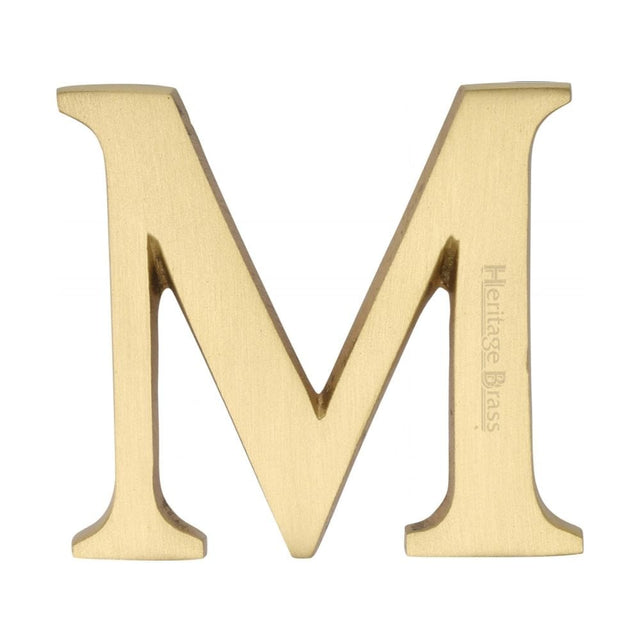 Heritage Brass Door Furniture Satin Brass / Letters / M Heritage Brass - Alphabet M Pin Fix 51mm (2") Satin Brass Finish