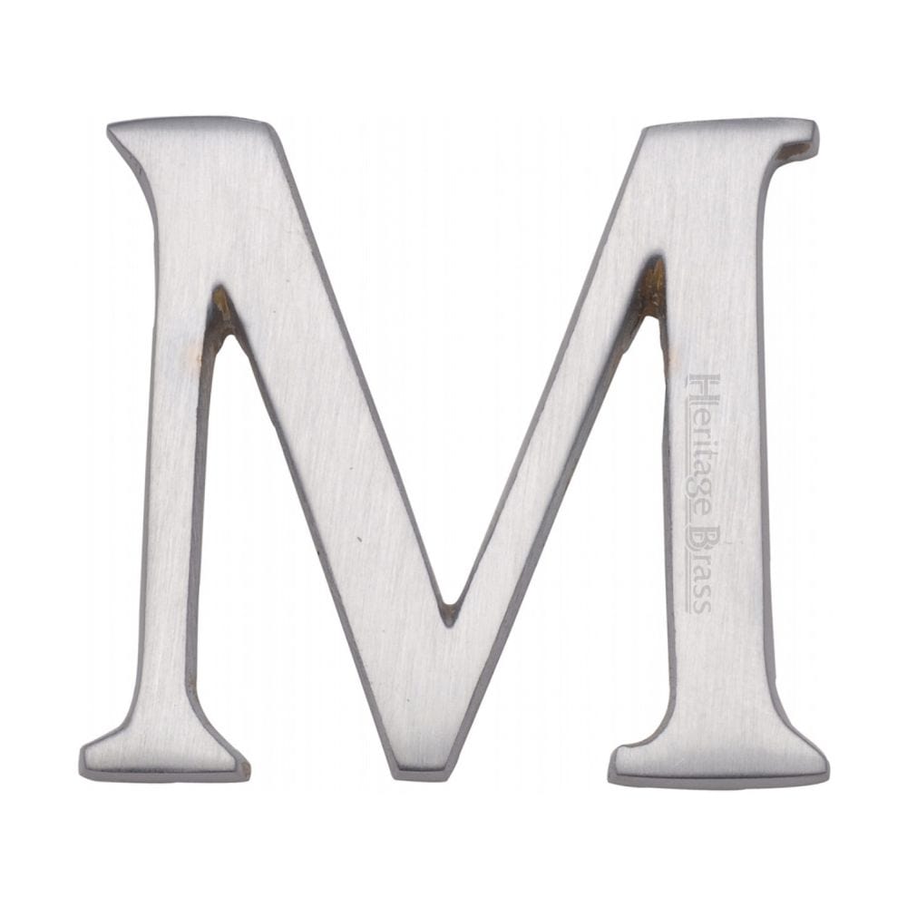 Heritage Brass Door Furniture Satin Chrome / Letters / M Heritage Brass - Alphabet M Pin Fix 51mm (2") Satin Chrome Finish
