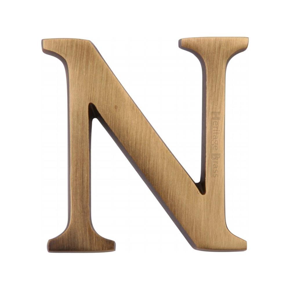 Heritage Brass Door Furniture Antique Brass / Letters / N Heritage Brass - Alphabet N Pin Fix 51mm (2") Antique Brass Finish