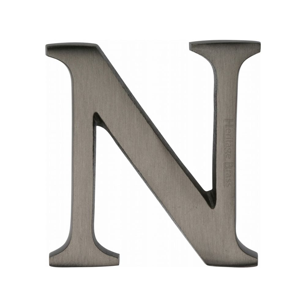 Heritage Brass Door Furniture Matt Bronze / Letters / N Heritage Brass - Alphabet N Pin Fix 51mm (2") Matt Bronze Finish