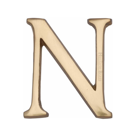 Heritage Brass Door Furniture Polished Brass / Letters / N Heritage Brass - Alphabet N Pin Fix 51mm (2") Polished Brass Finish