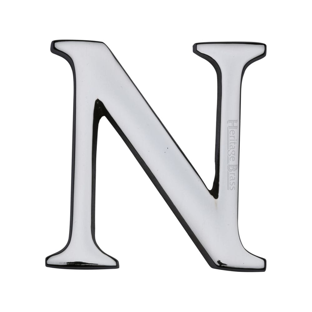 Heritage Brass Door Furniture Polished Chrome / Letters / N Heritage Brass - Alphabet N Pin Fix 51mm (2") Polished Chrome Finish