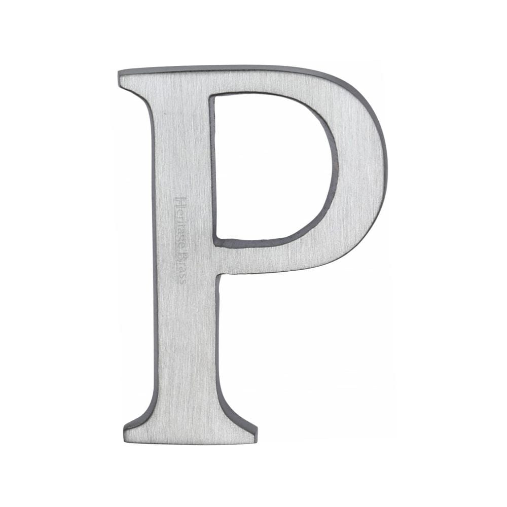 Heritage Brass Door Furniture Satin Chrome / Letters / P Heritage Brass - Alphabet P Pin Fix 51mm (2") Satin Chrome Finish